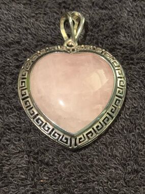 Sterling Sliver Heart-Shaped Rose Quartz Pendant